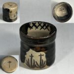 黒織部湯呑W10590