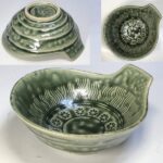 三島緑釉呑水