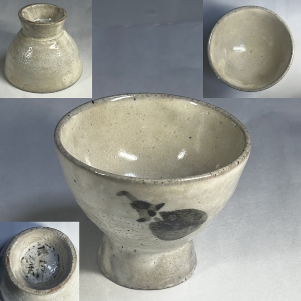 虎渓山水月窯粉吹高足湯呑