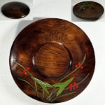 烏城彫木製漆器茶托五点セットW10630