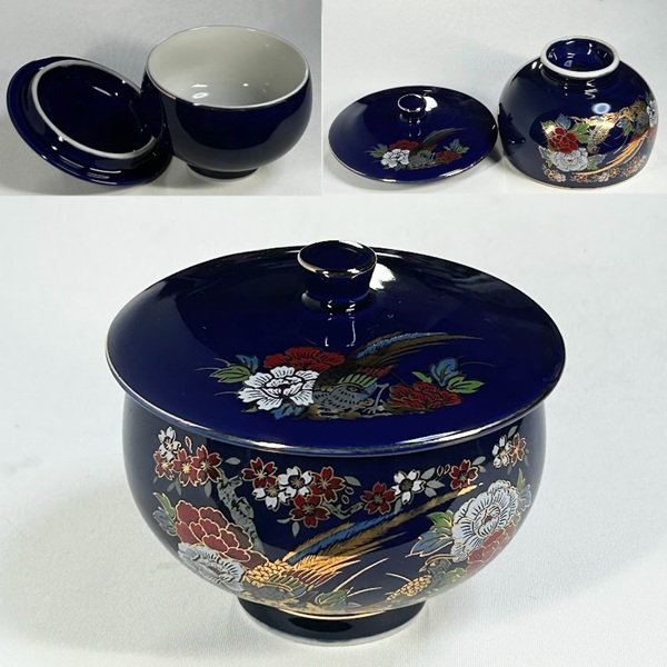 九谷文山瑠璃蓋付湯呑