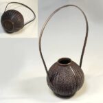 正晴作鋳銅製網代花器