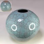 たち吉青嵐八重がすみ青磁貫入丸花瓶