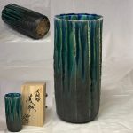 宇助窯加藤綱助青銅釉花瓶